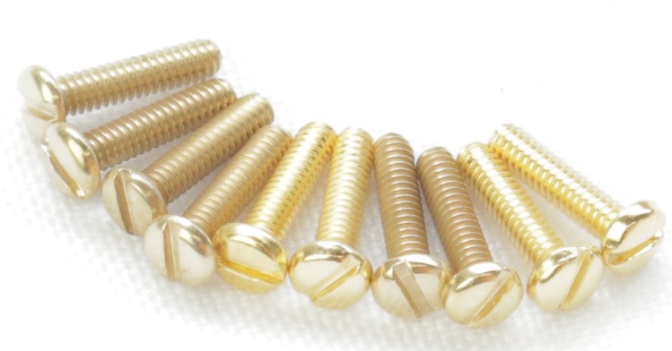 Slotted Pan Head Screw 2-56x0.375, Gold Plated
